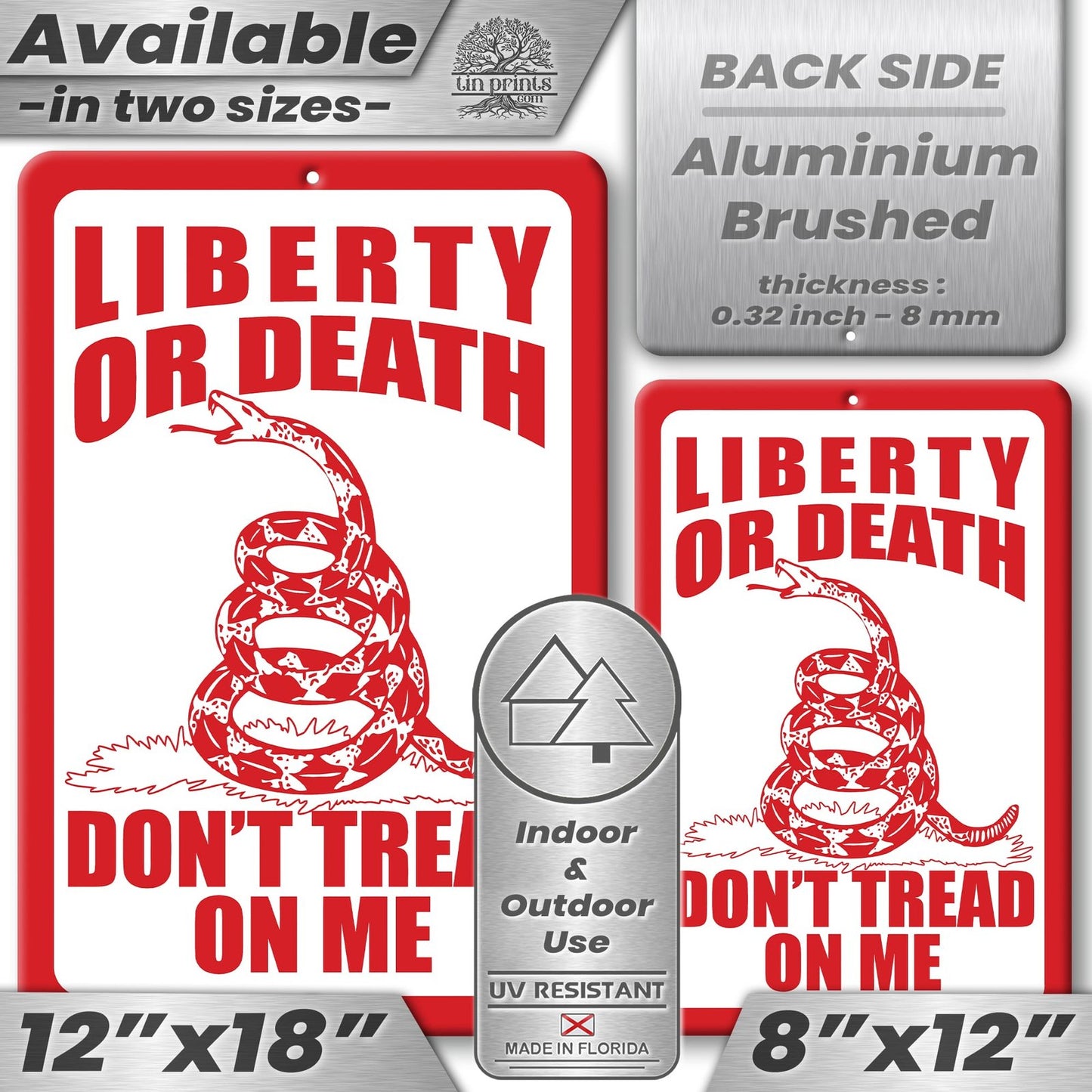Do Not Tread On Me - Liberty or Death Metal Sign 2