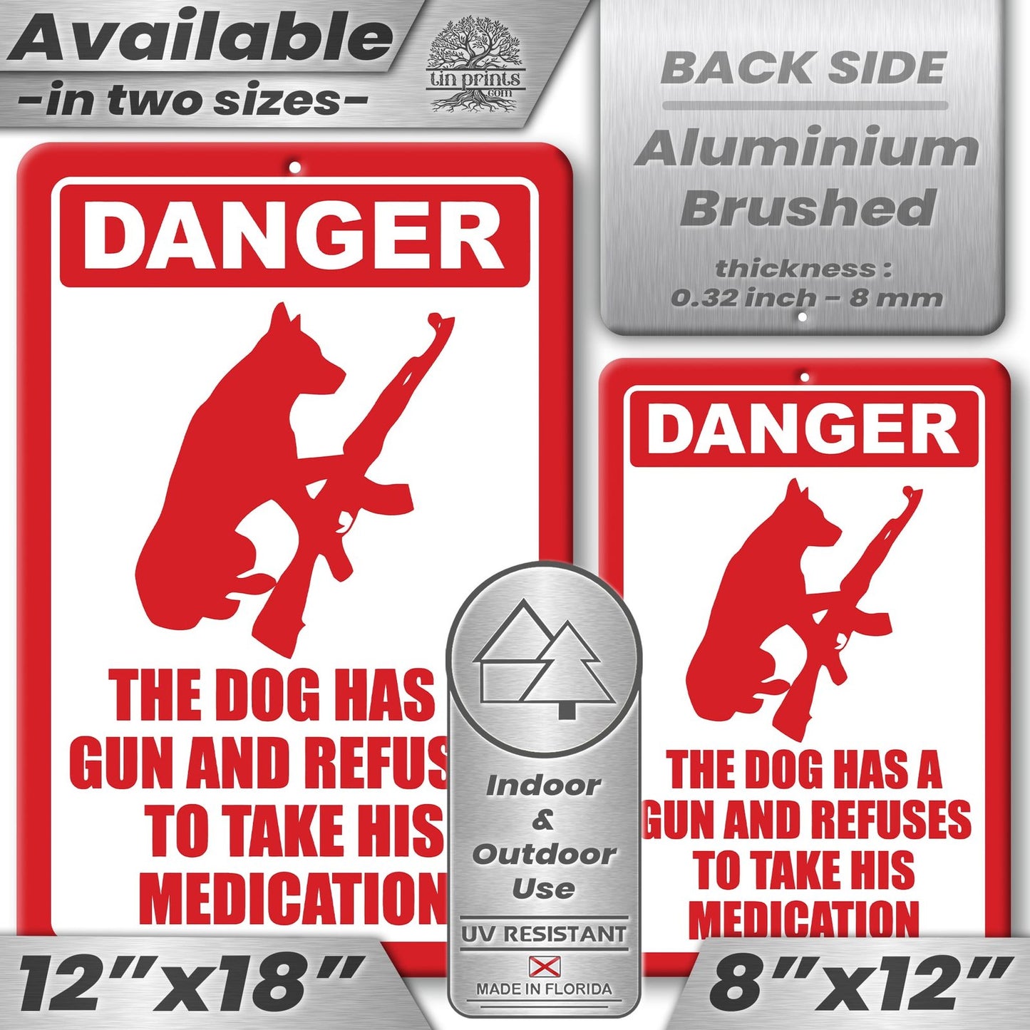 Dog Has A Gun No Trespassing - Funny Security Sign 2