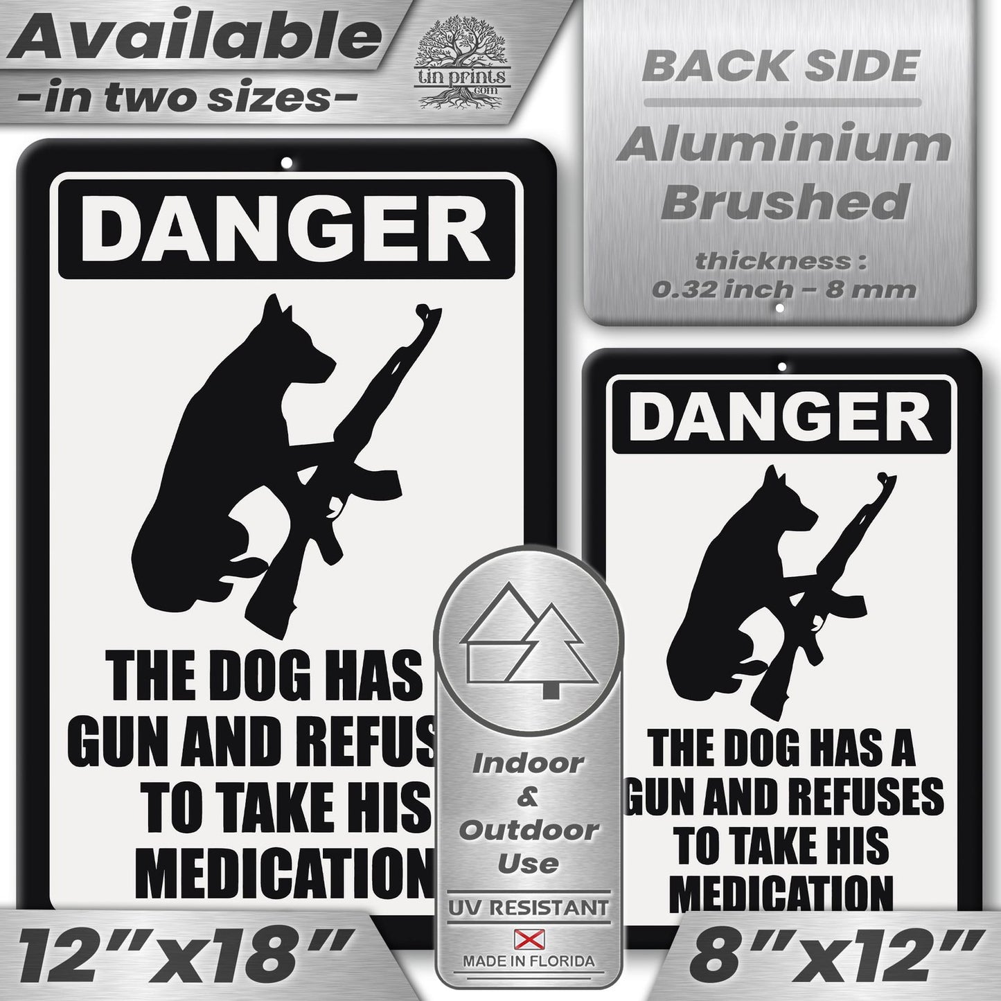 Dog Has A Gun No Trespassing - Funny Security Sign 66