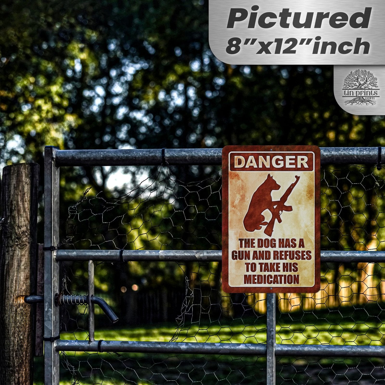 Dog Has A Gun No Trespassing - Funny Security Sign 138